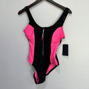 Tommy Hilfiger Color Block One Piece Swimsuit Zip Front -NWT- Athleisure